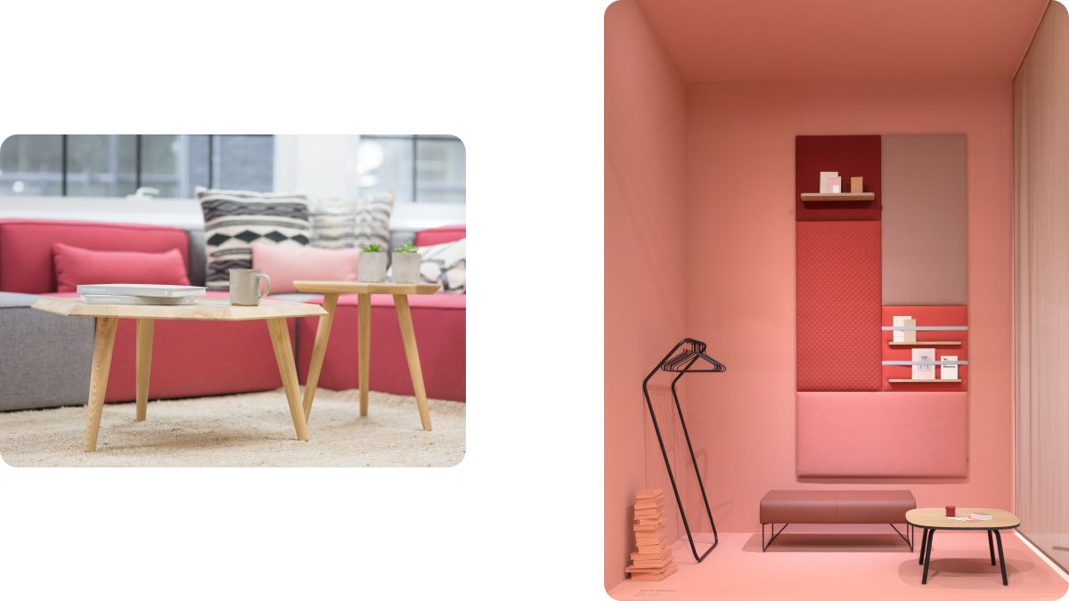 Сочетание розового и красного в интерьере