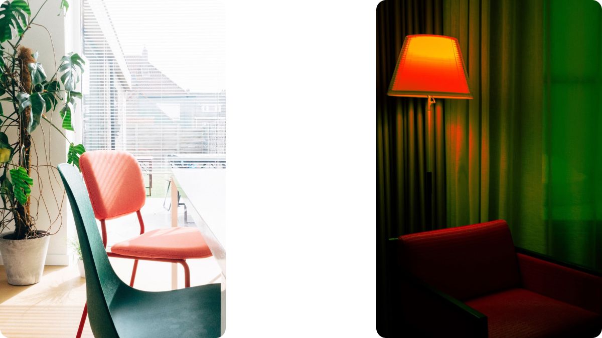 Сочетание зеленого и красного в интерьере