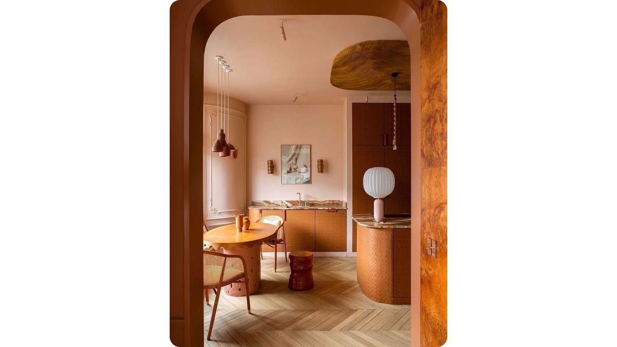 Интерьер в оттенках оранжевого и персикового