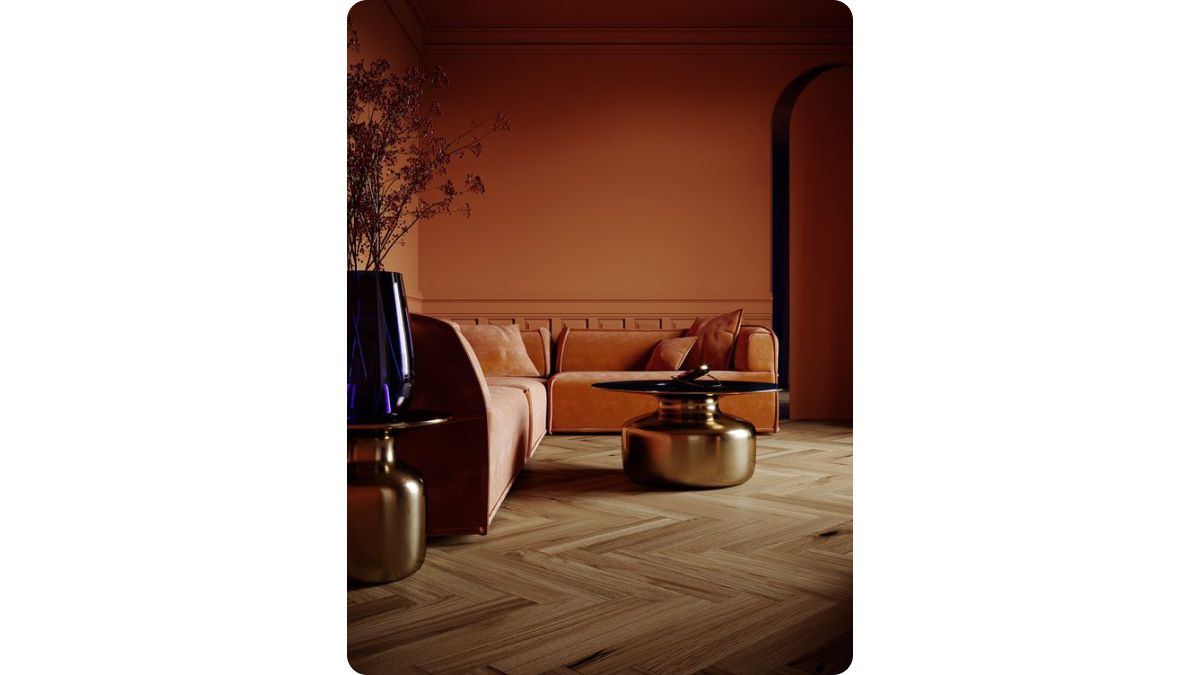 Интерьер в оттенках оранжевого и золотого