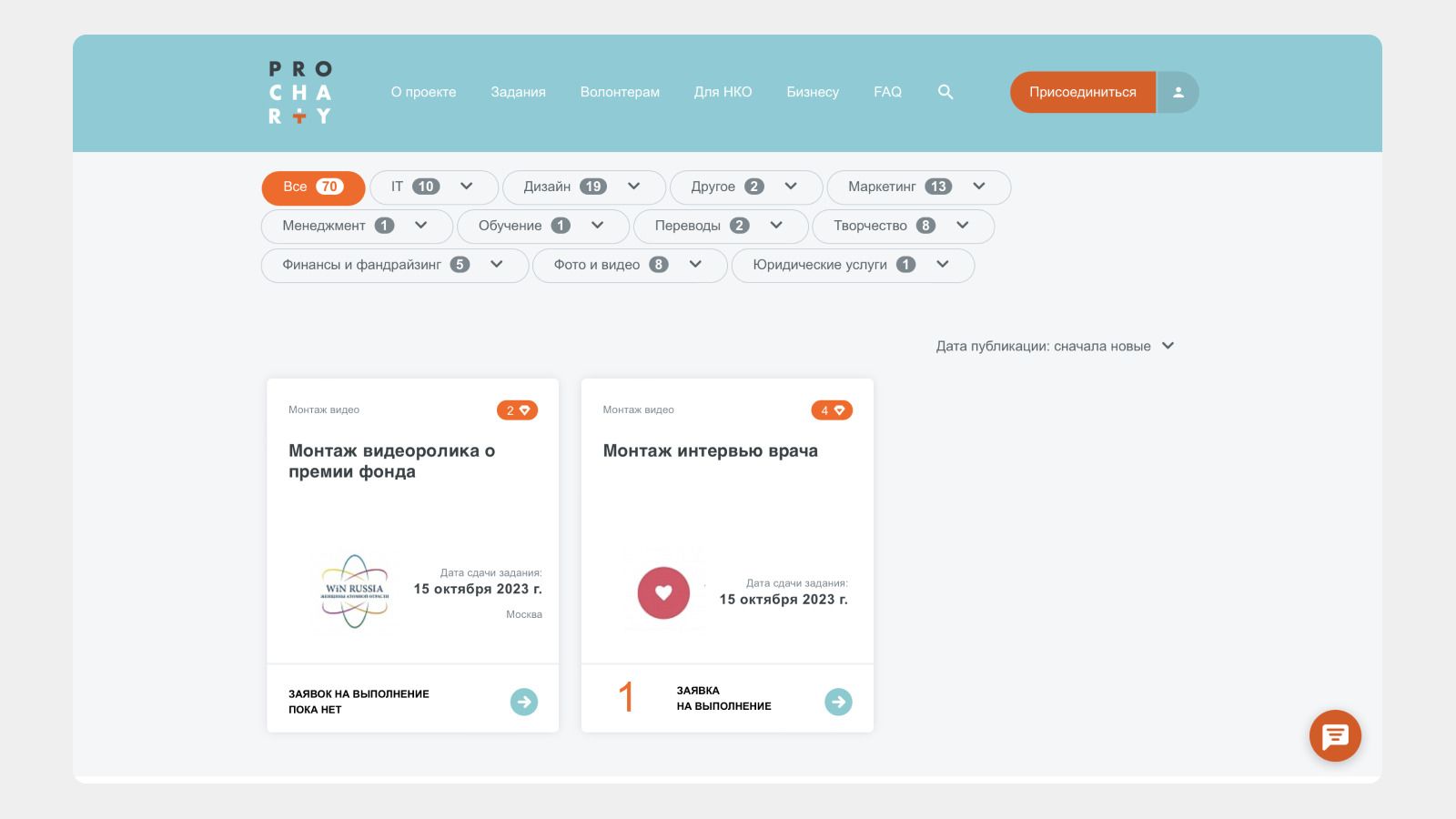 Примеры запросов на платформе ProCharity
