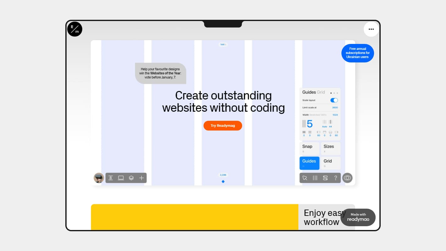 Интерфейс Readymag