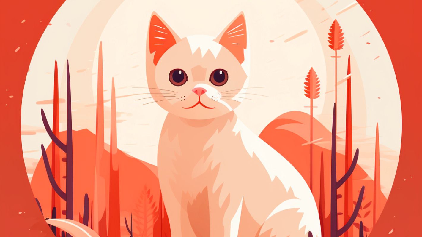 Нарисованный кот как пример плоского дизайна