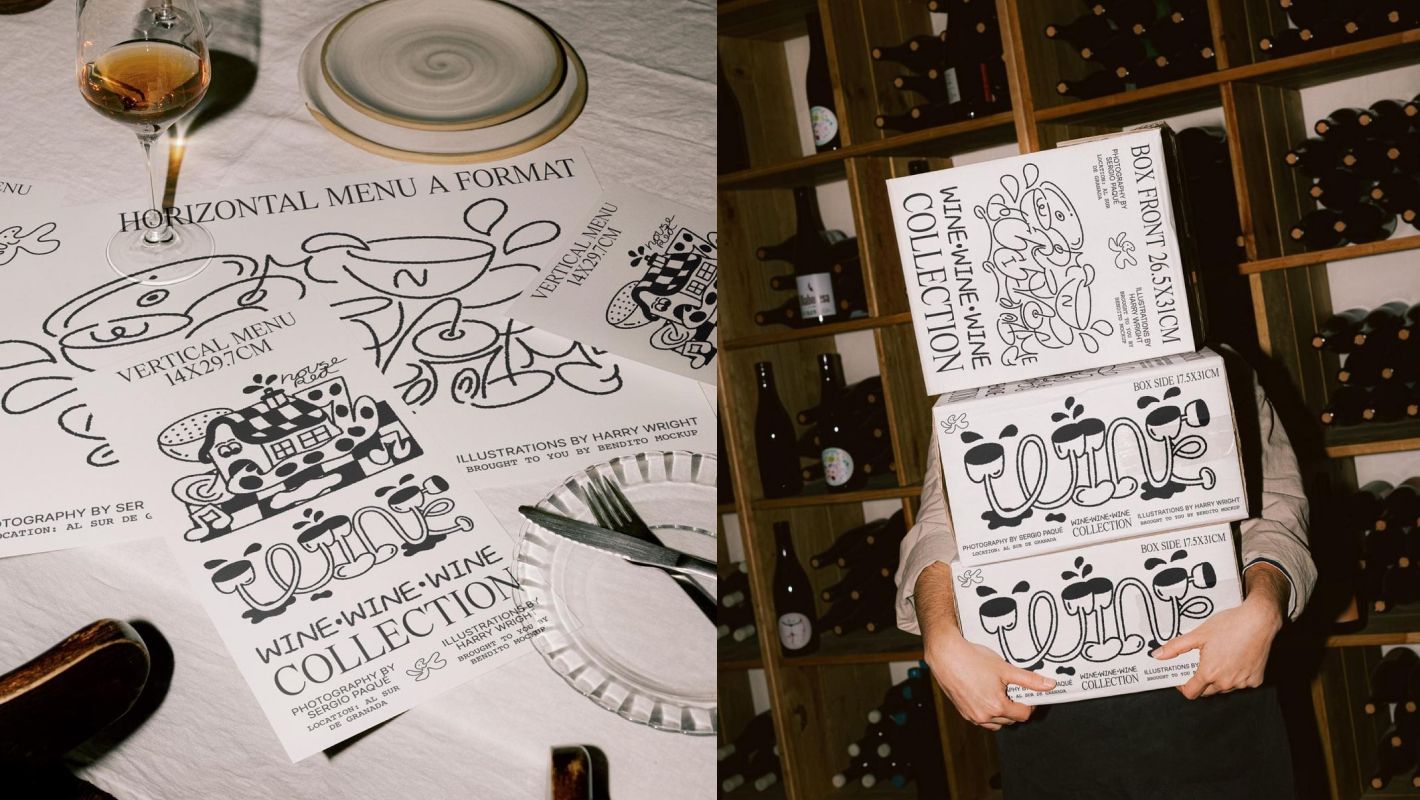 Мокапы типографической продукции и упаковки для производителя вина