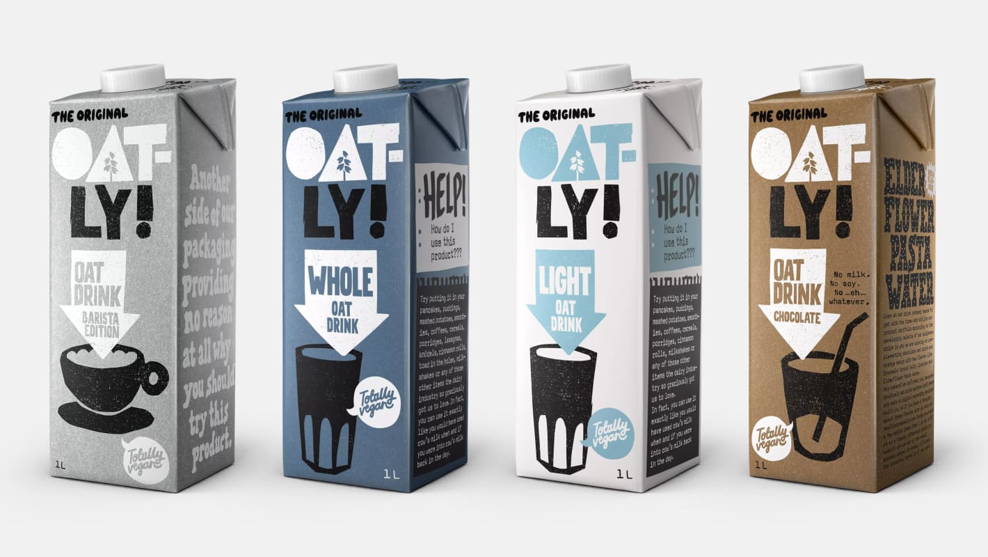 Дизайн упаковок молока Oatly