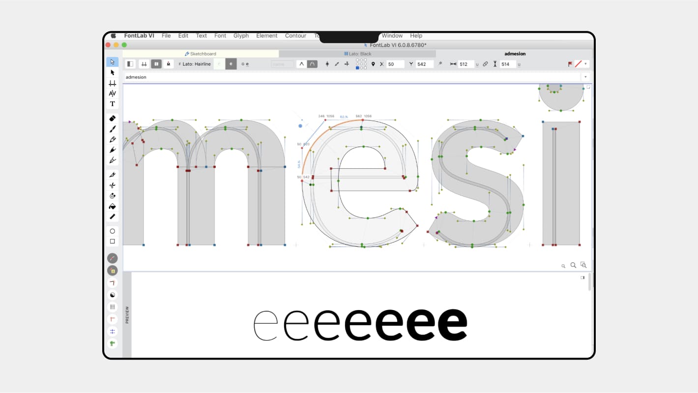Интерфейс FontLab