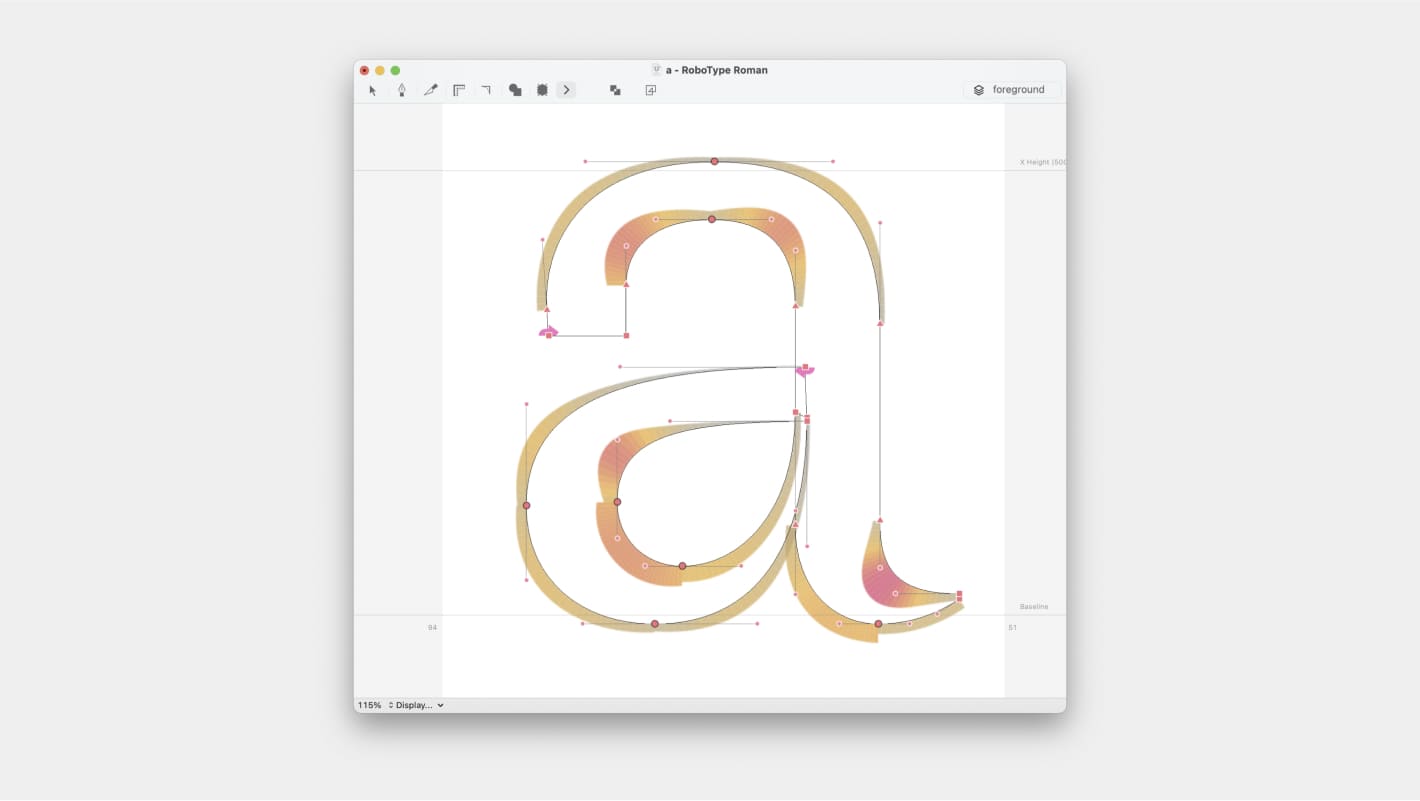 Интерфейс RoboFont