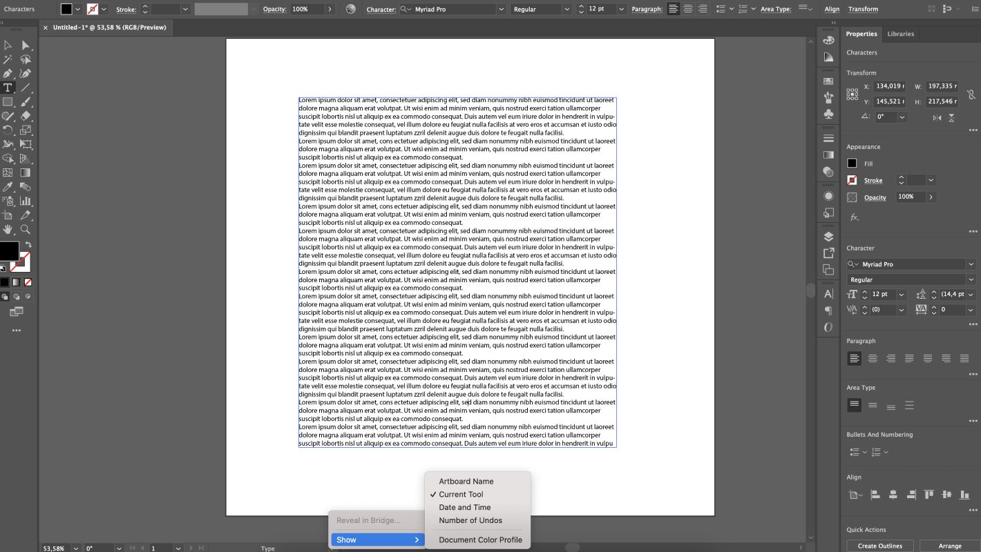 Нижняя часть Adobe Illustrator