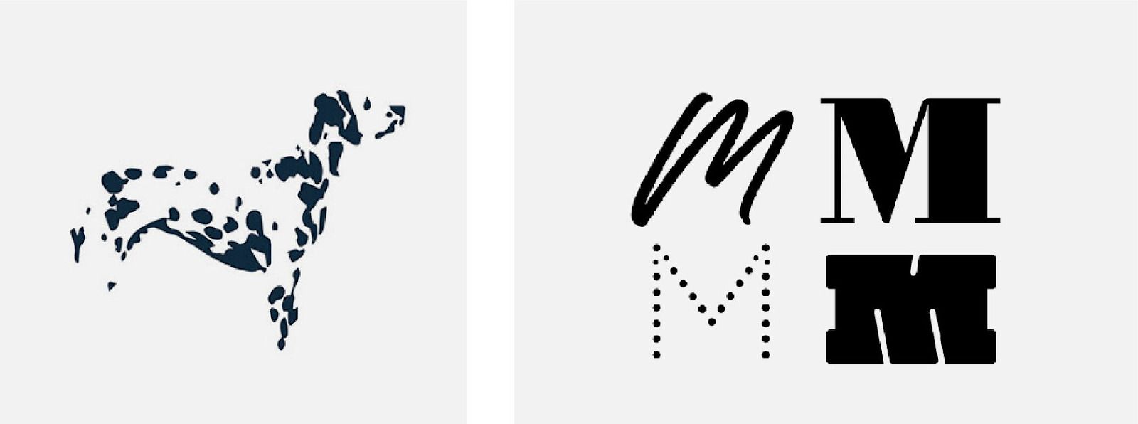 Незавершенные изображения собаки и буквы «М»