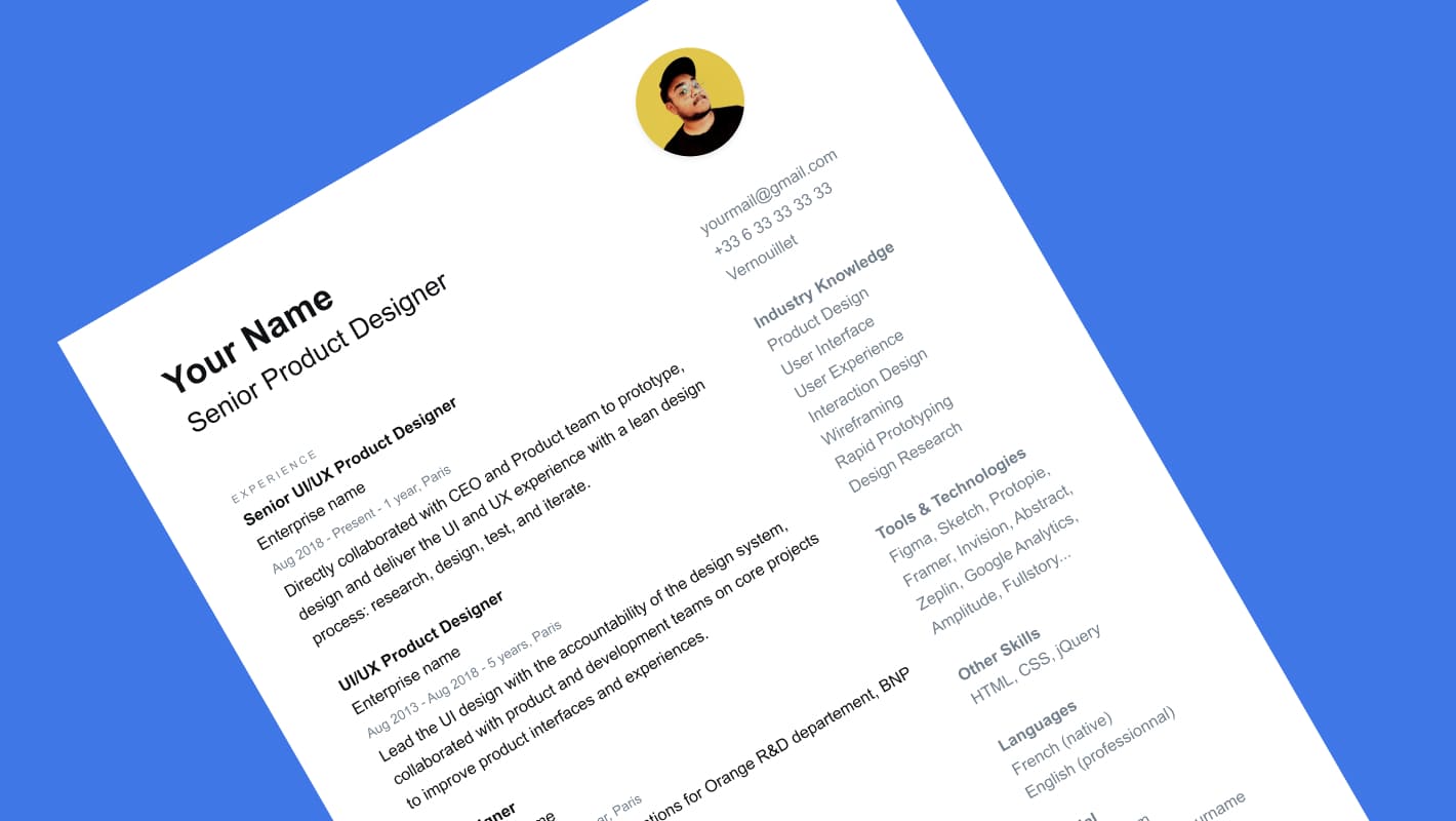 Пример резюме с описанными скилами