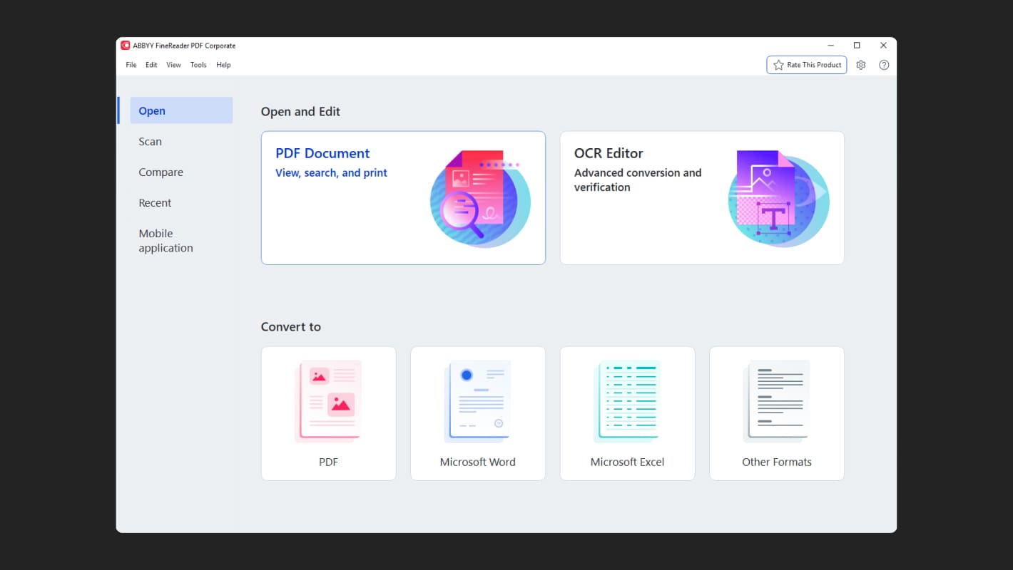 На изображении — интерфейс программы ABBY FineReader.
